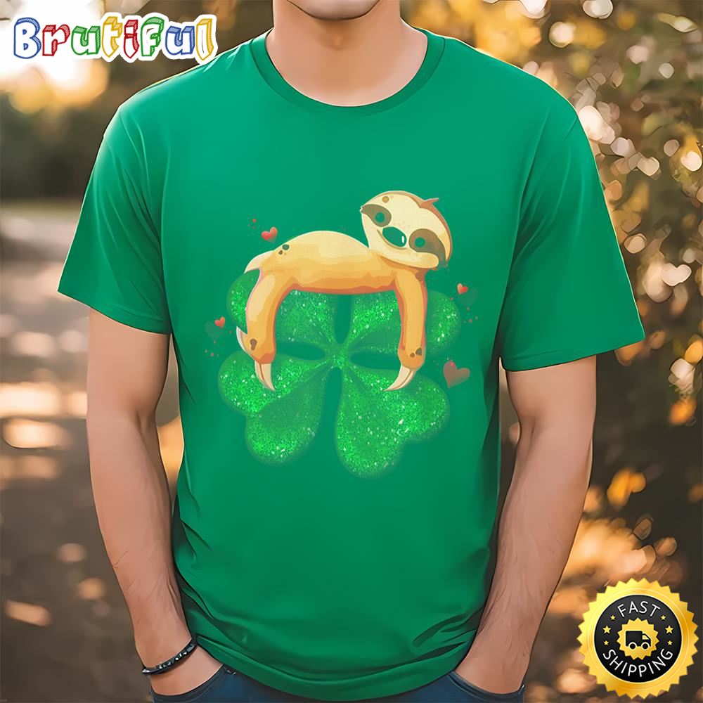 Sloth Four Leaf Clover Shamrock St. Saint Patrick’s Day T Shirt Tshirt