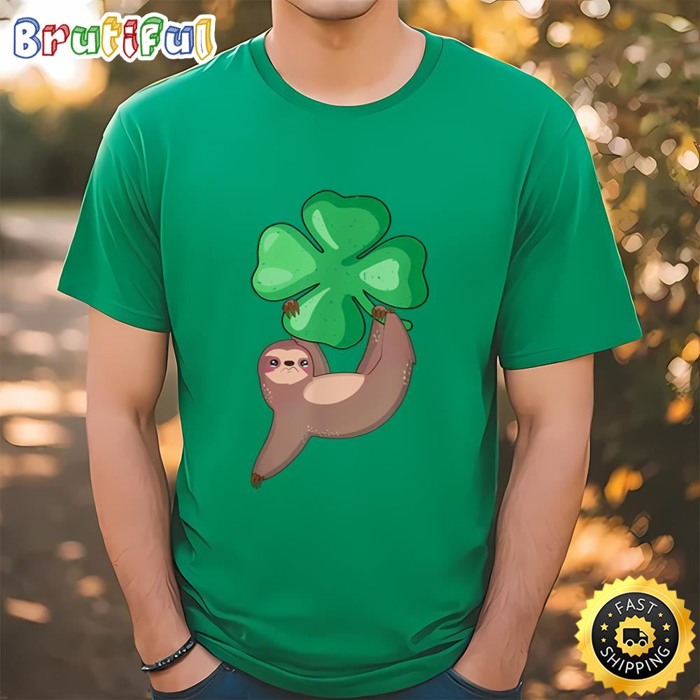 Sloth Hugging Shamrock Leprechaun Irish St Patricks Day Gift T Shirt t shirt