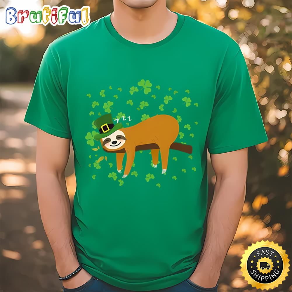 Sloth Leprechaun Shamrock St Patricks Day Gifts T Shirt Tee