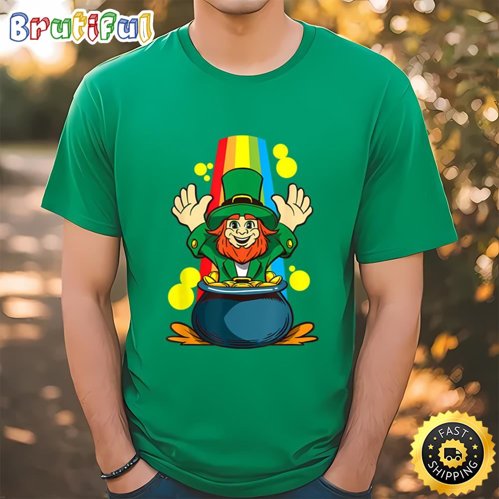 St. Patricks Day Leprechaun And Pot Of Goldcoins T shirt Tee
