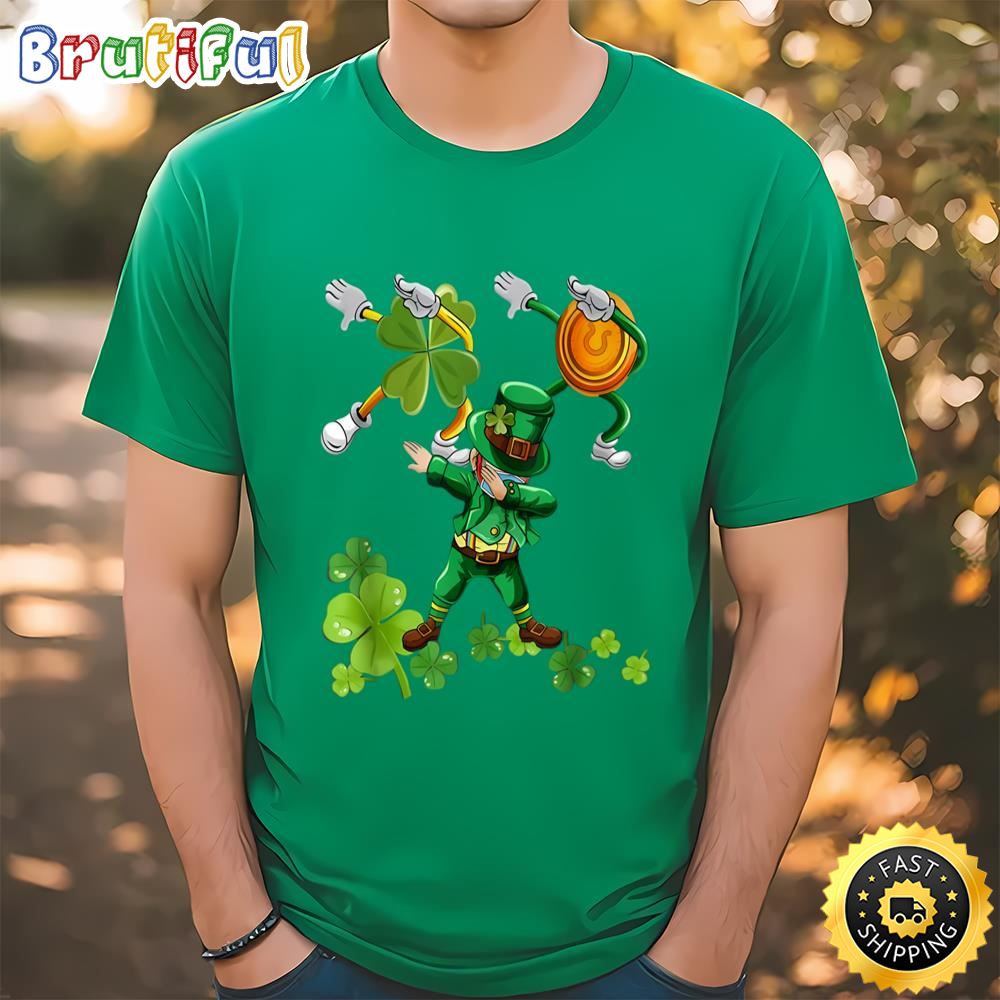 St Patricks Day Dabbing Leprechaun Mask Shamrock T Shirt Tshirt