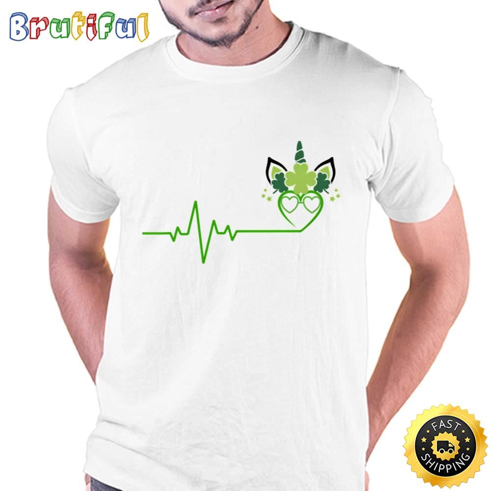 St Patricks Day Heartbeat Unicorn T shirt Tshirt