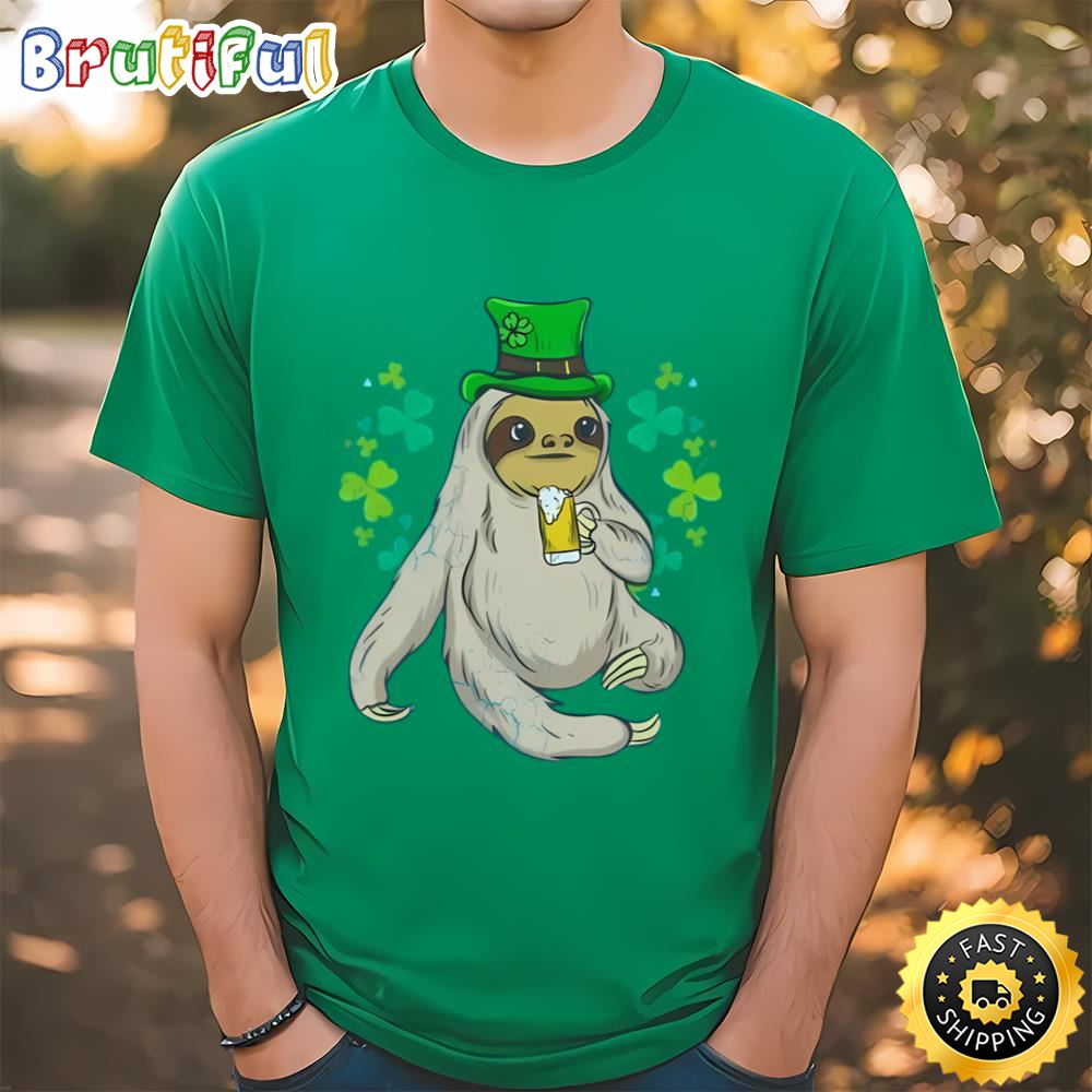 St Patricks Day Sloth Leprechaun Irish Beer T Shirt t shirt