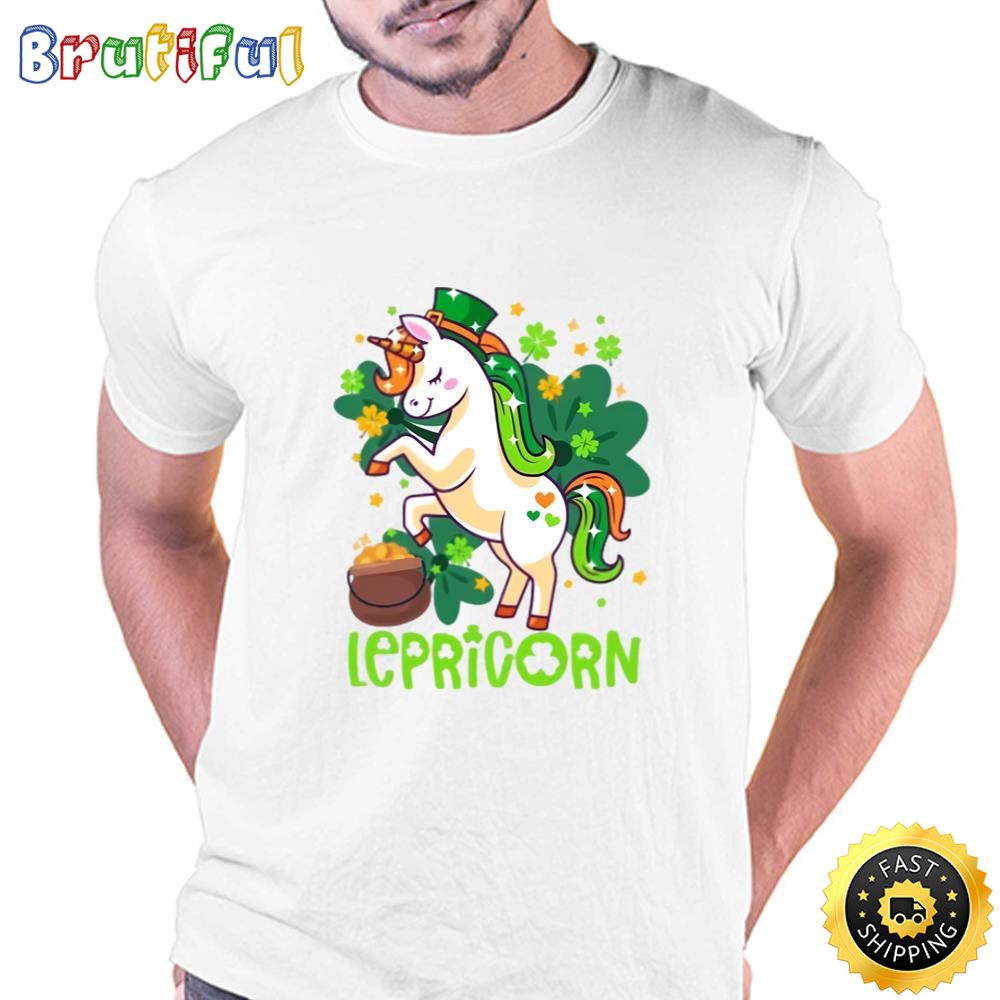 Unicorn Lepricorn St Patricks Day Leprechauns Girls Women T Shirt Tee