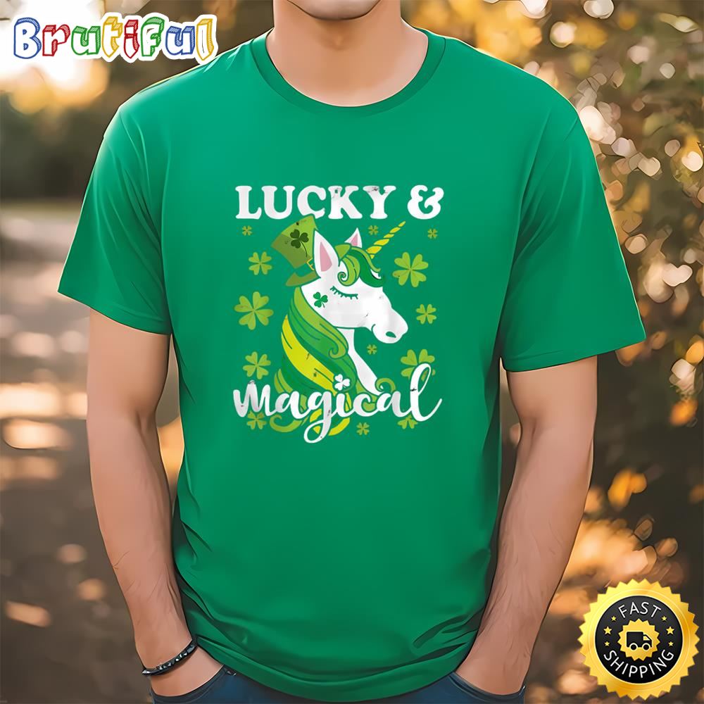 Unicorn Magical St Patricks Day Lepricorn Girl Shirt Tee