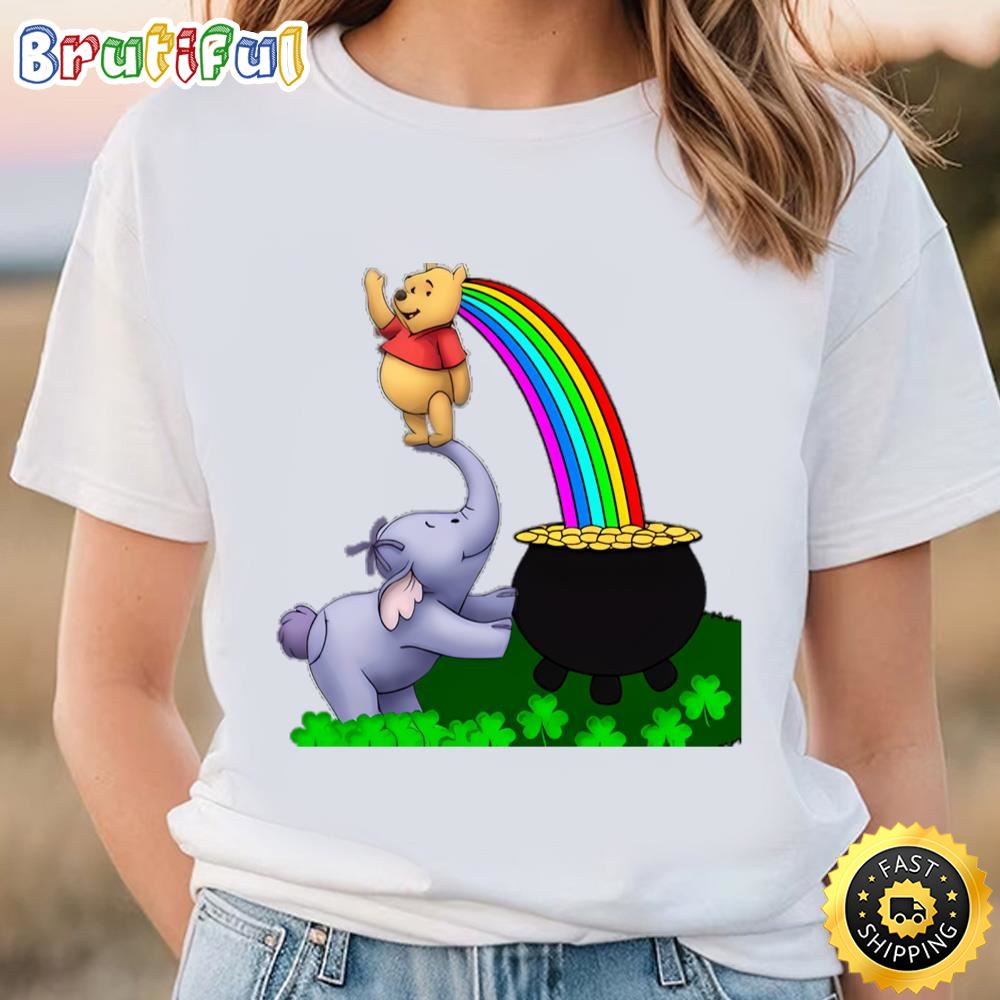 Winnie The Pooh Happy St Patrick’s Rainbow And Shamrocks Shirt t shirt
