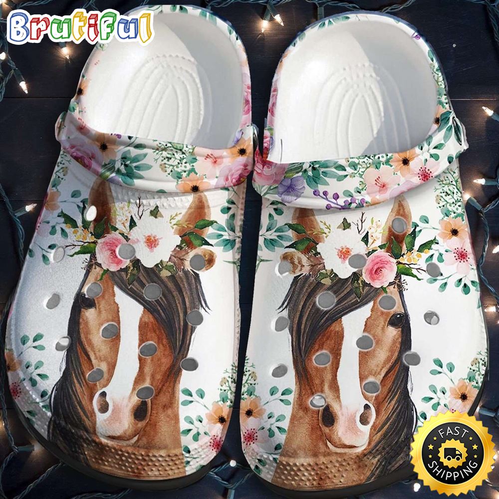 Horses Flower Floral Clog Shoes ge0c4q.jpg