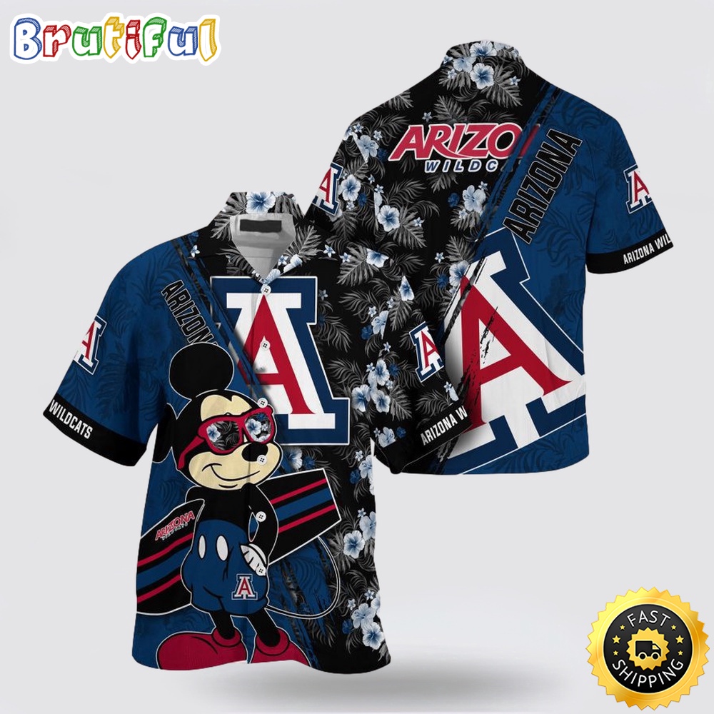 NCAA Arizona Wildcats Hawaiian Shirt Mickey And Floral Pattern 1 hmgfpf.jpg