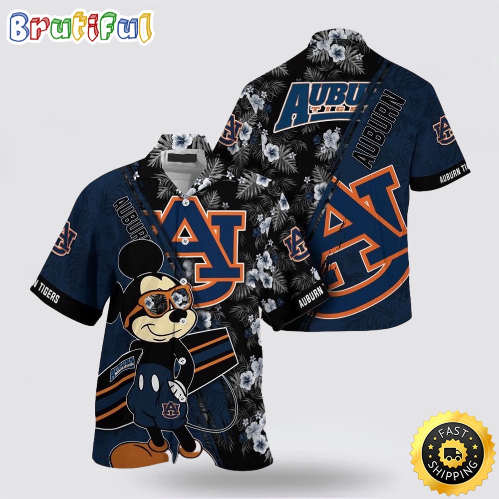 NCAA Auburn Tigers Hawaiian Shirt Mickey And Floral Pattern 1 m51toy.jpg