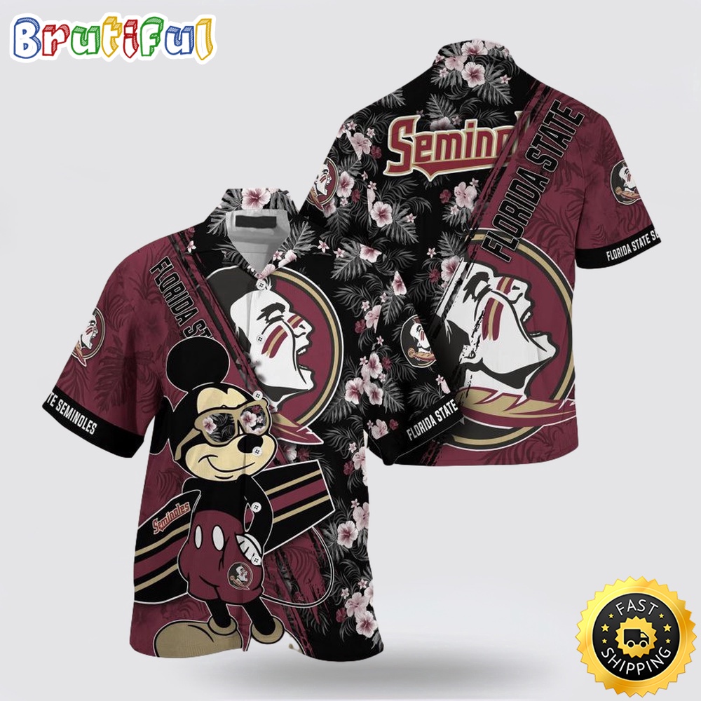 NCAA Florida State Seminoles Hawaiian Shirt Mickey And Floral Pattern 1 b20p5j.jpg