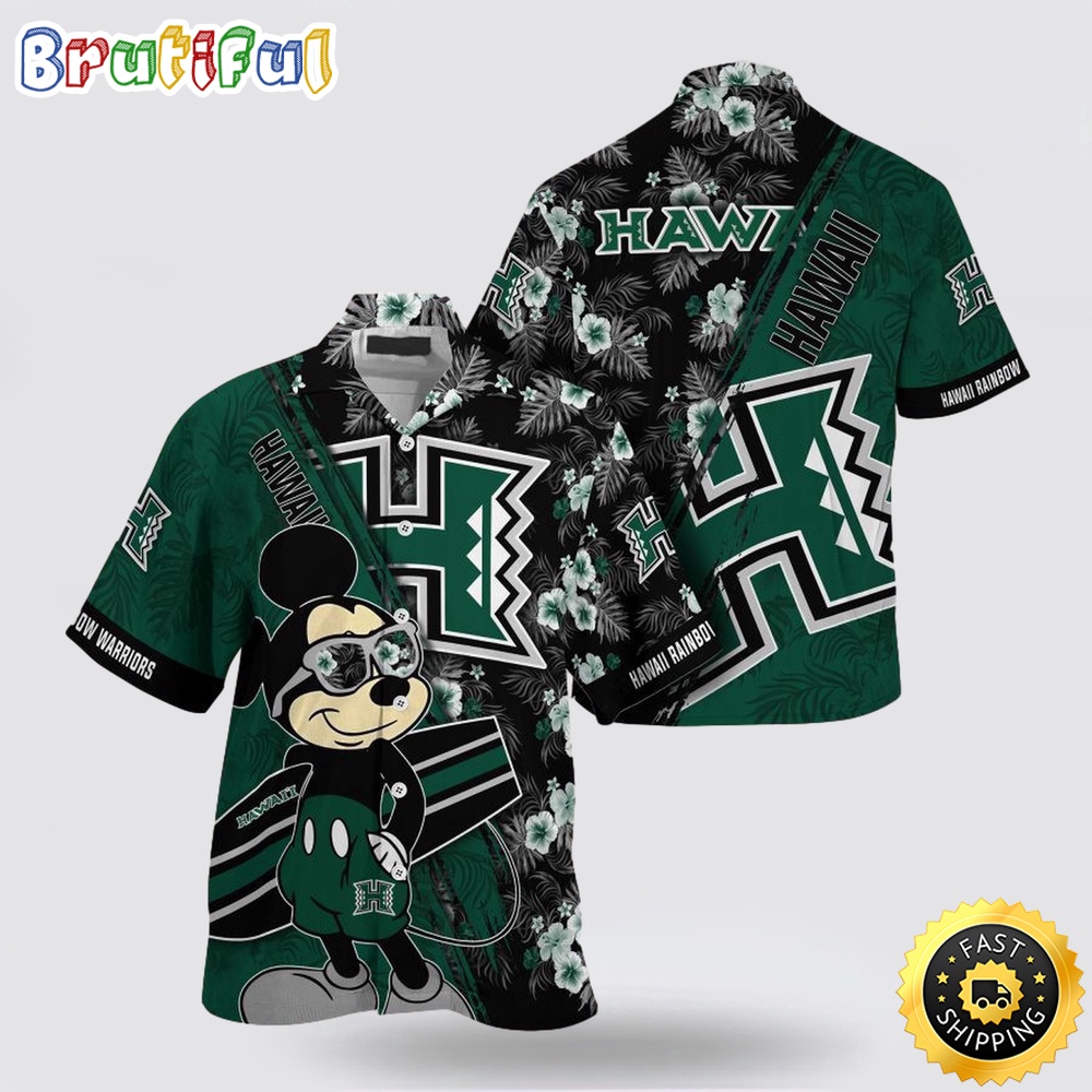 NCAA Hawaii Rainbow Warriors Hawaiian Shirt Mickey And Floral Pattern 1 ebibgh.jpg