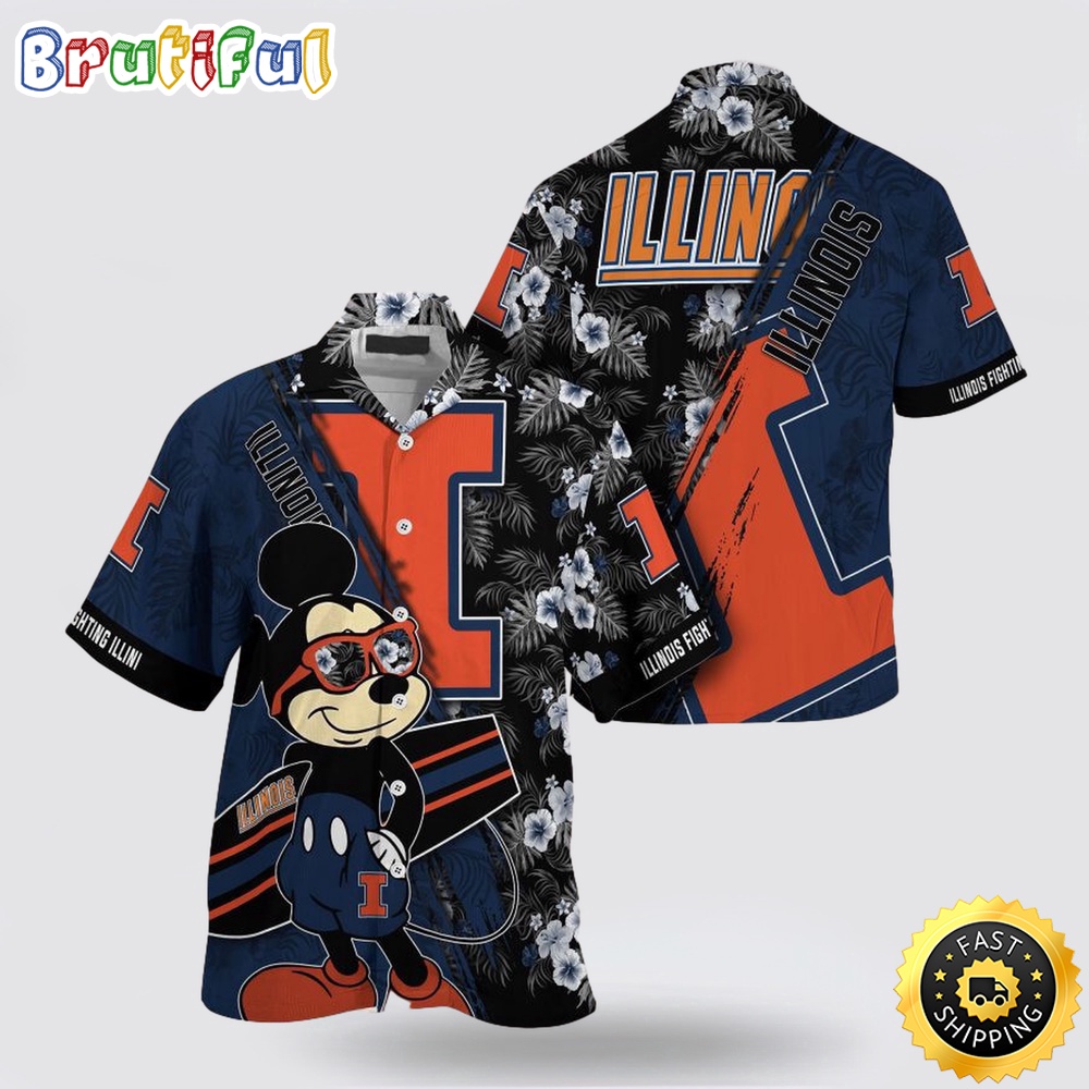 NCAA Illinois Fighting Illini Hawaiian Shirt Mickey And Floral Pattern 1 nqml6g.jpg