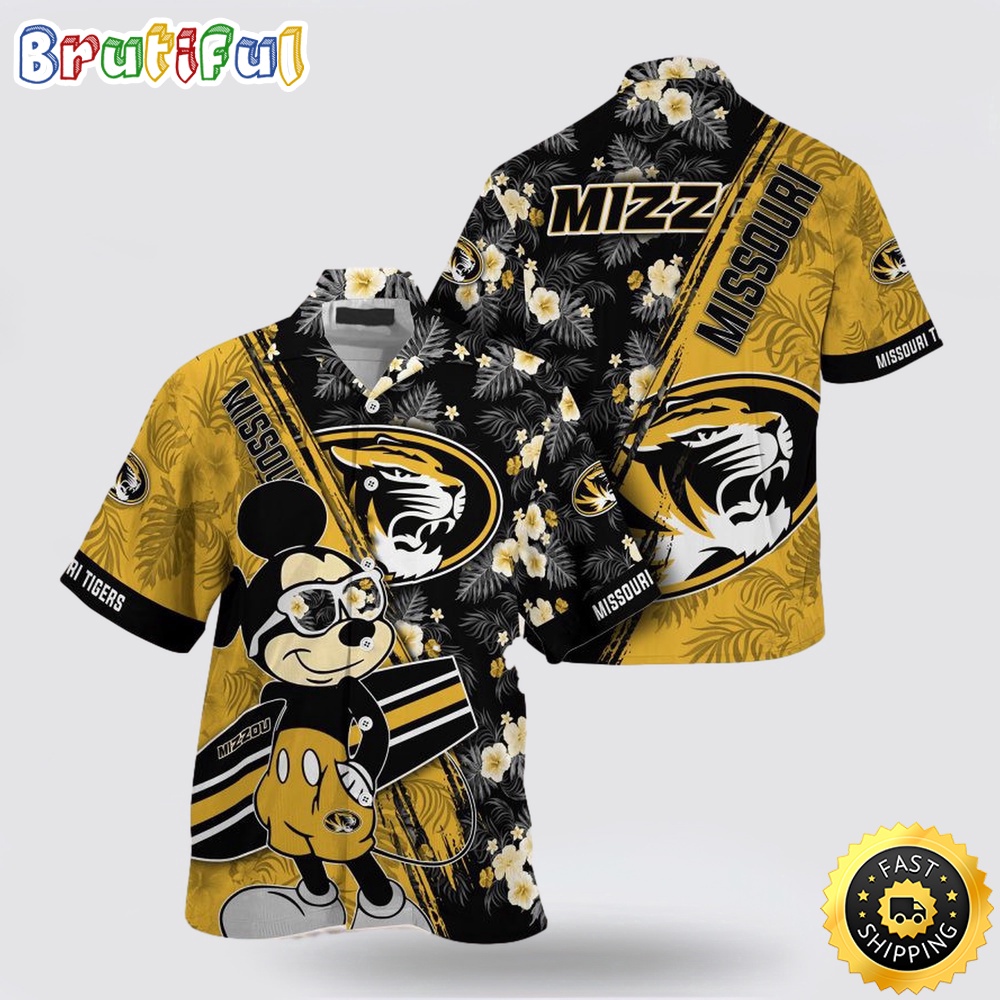 NCAA Missouri Tigers Hawaiian Shirt Mickey And Floral Pattern 1 bbef7h.jpg