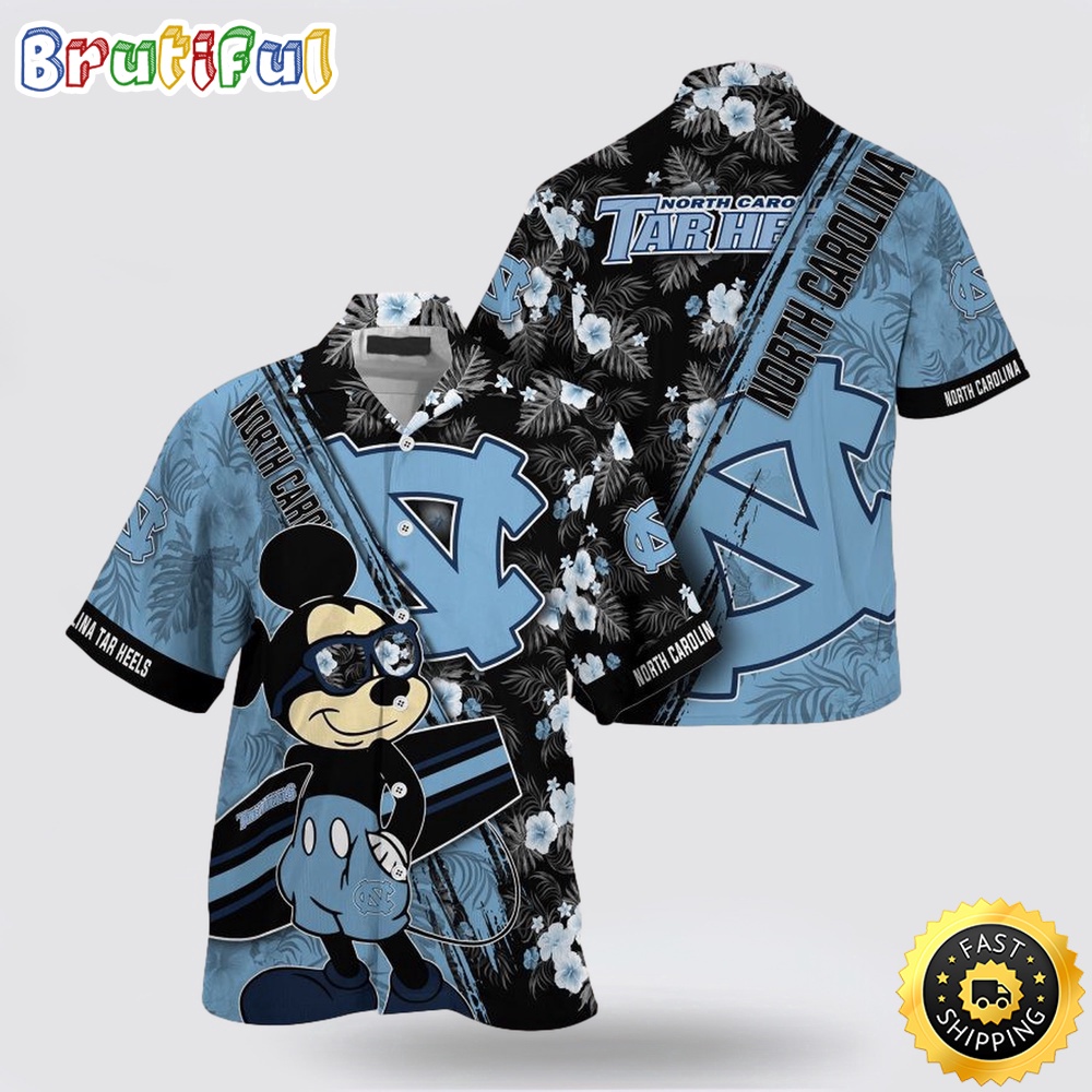 NCAA North Carolina Tar Heels Hawaiian Shirt Mickey And Floral Pattern 1 xtsfq9.jpg