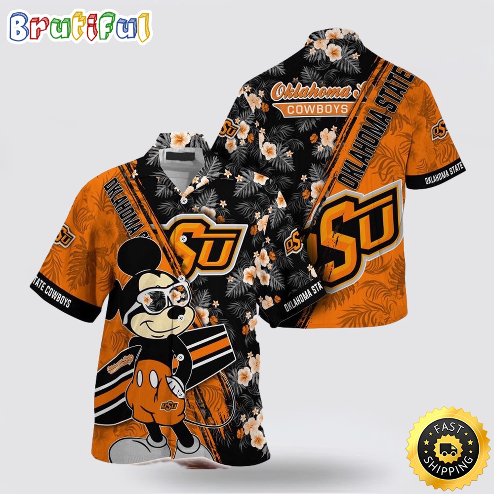 NCAA Oklahoma State Cowboys Hawaiian Shirt Mickey And Floral Pattern 1 dekshd.jpg