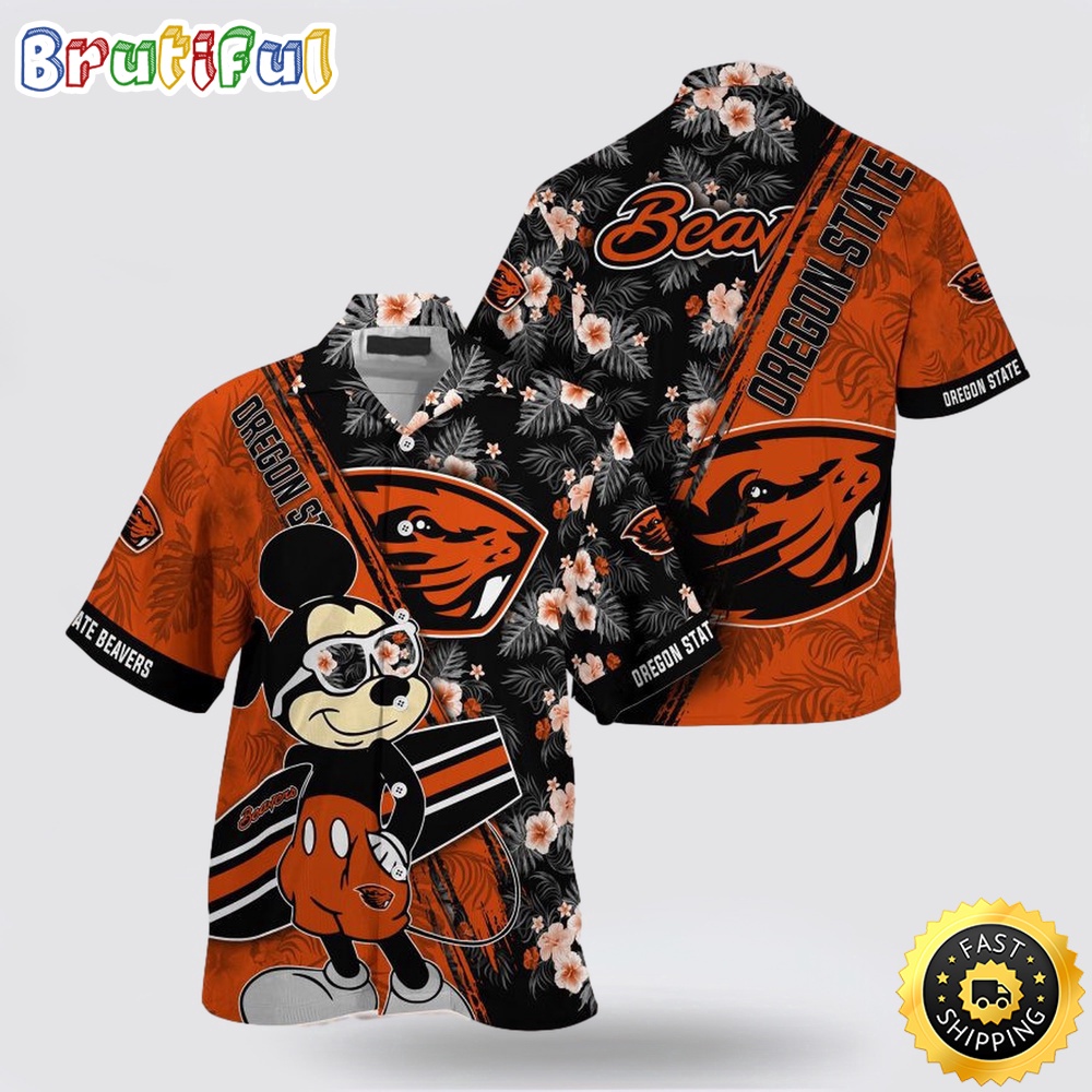 NCAA Oregon State Beavers Hawaiian Shirt Mickey And Floral Pattern 1 twfmlq.jpg