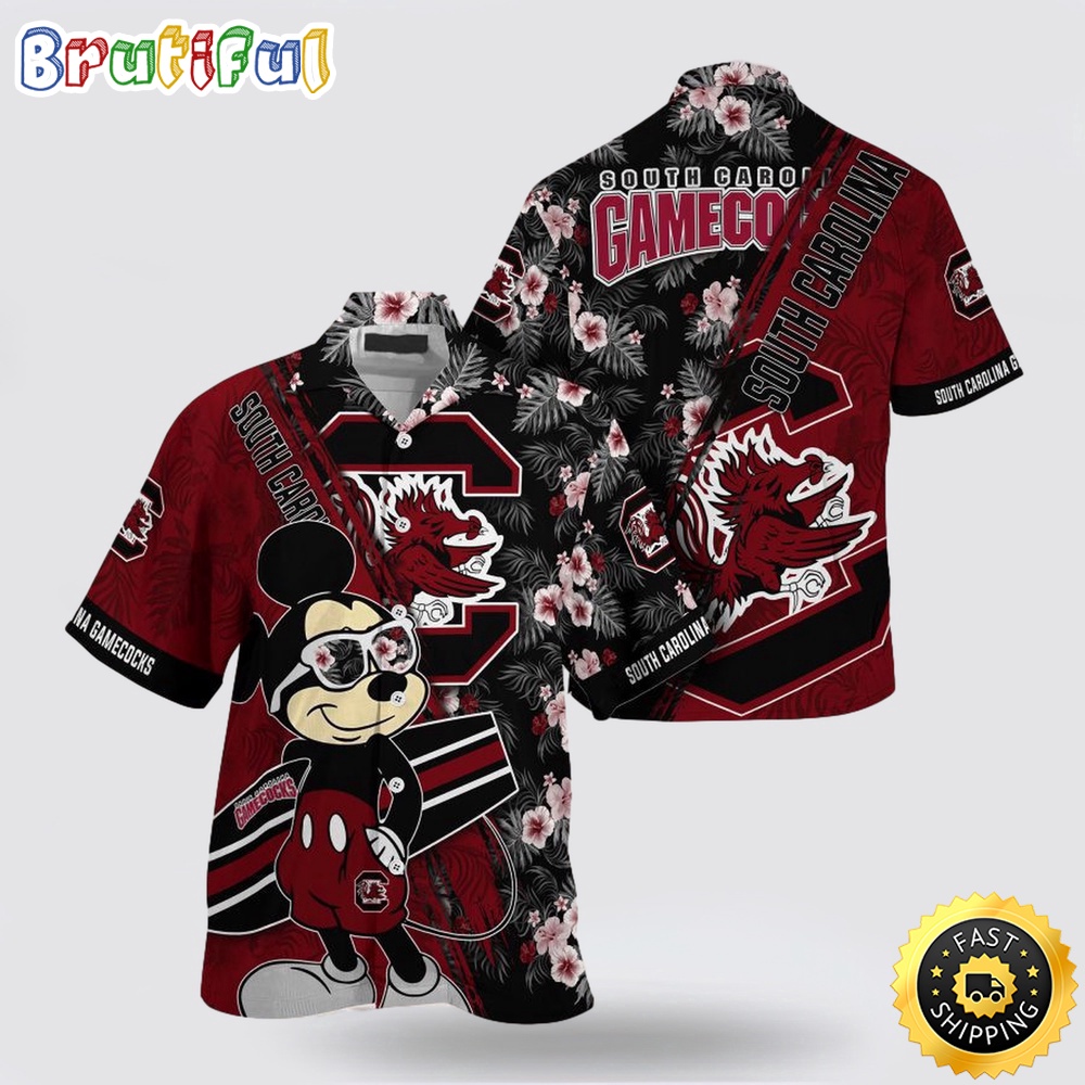 NCAA South Carolina Gamecocks Hawaiian Shirt Mickey And Floral Pattern 1 oombhb.jpg