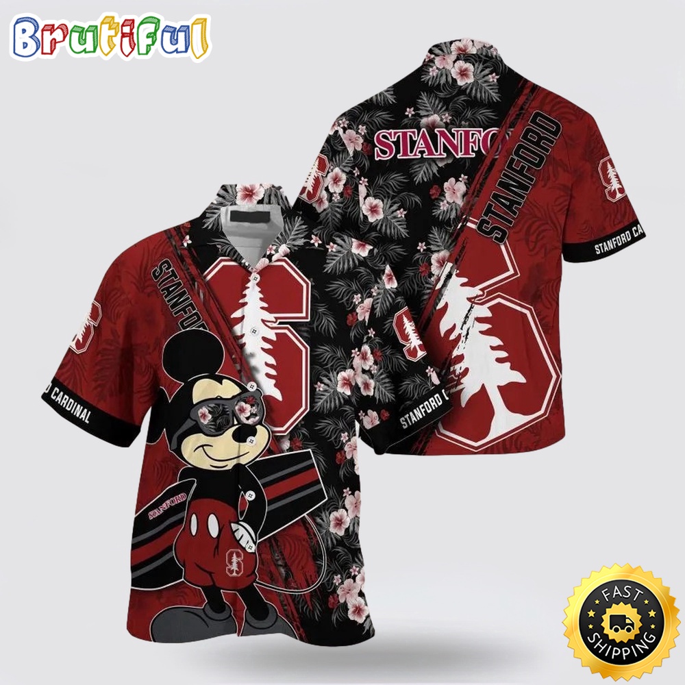 NCAA Stanford Cardinal Hawaiian Shirt Mickey And Floral Pattern 1 yrh4pk.jpg
