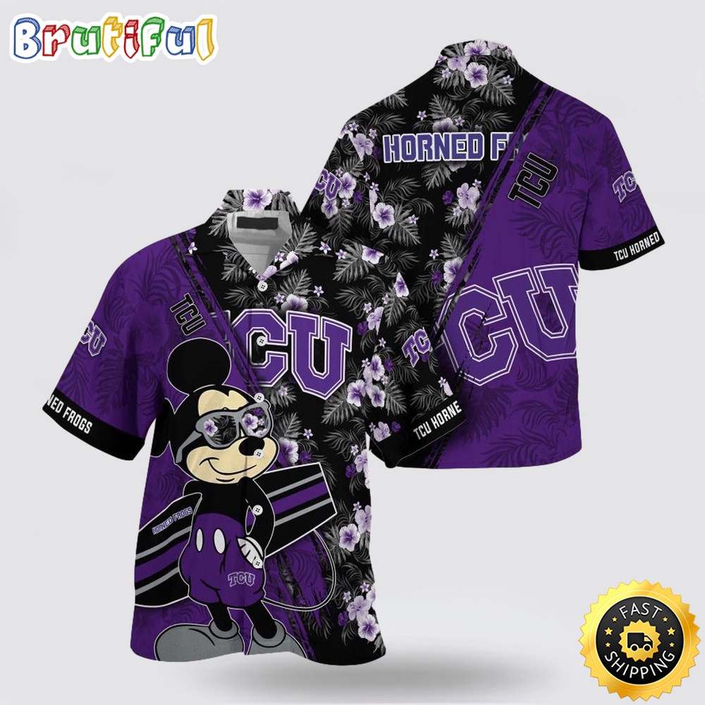 NCAA Tcu Horned Frogs Hawaiian Shirt Mickey And Floral Pattern 1 j5lcrm.jpg