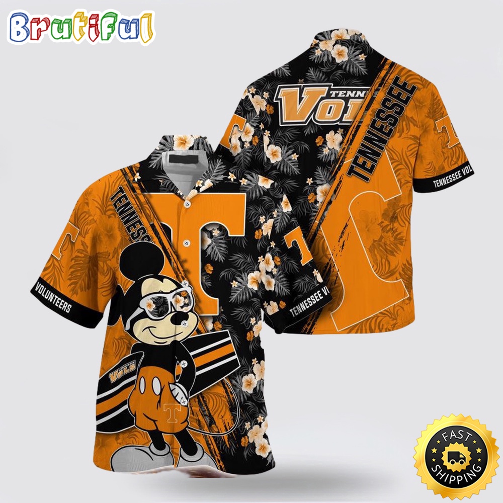 NCAA Tennessee Volunteers Hawaiian Shirt Mickey And Floral Pattern 1 bjjamp.jpg
