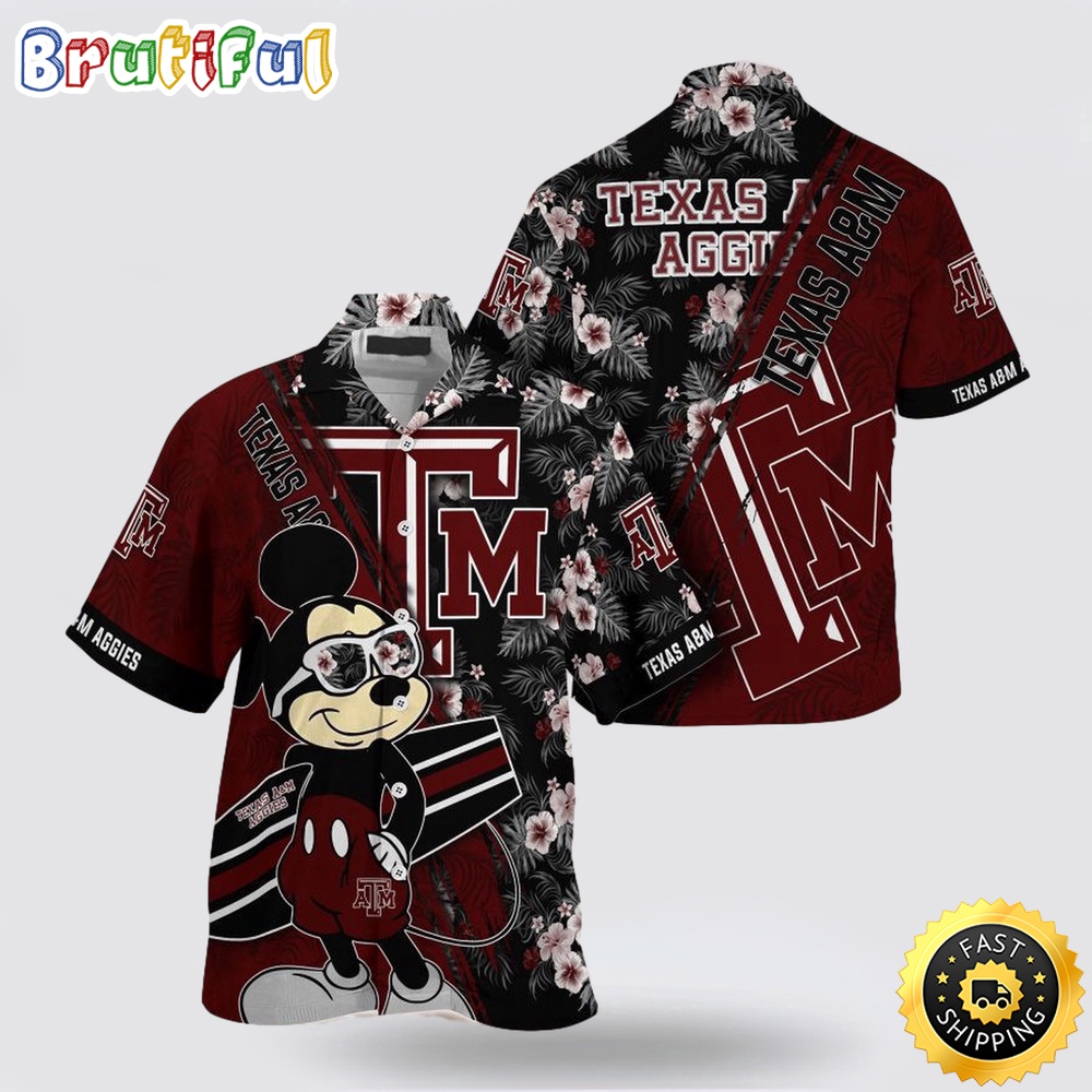 NCAA Texas A m Aggies Hawaiian Shirt Mickey And Floral Pattern 1 sc1tqy.jpg