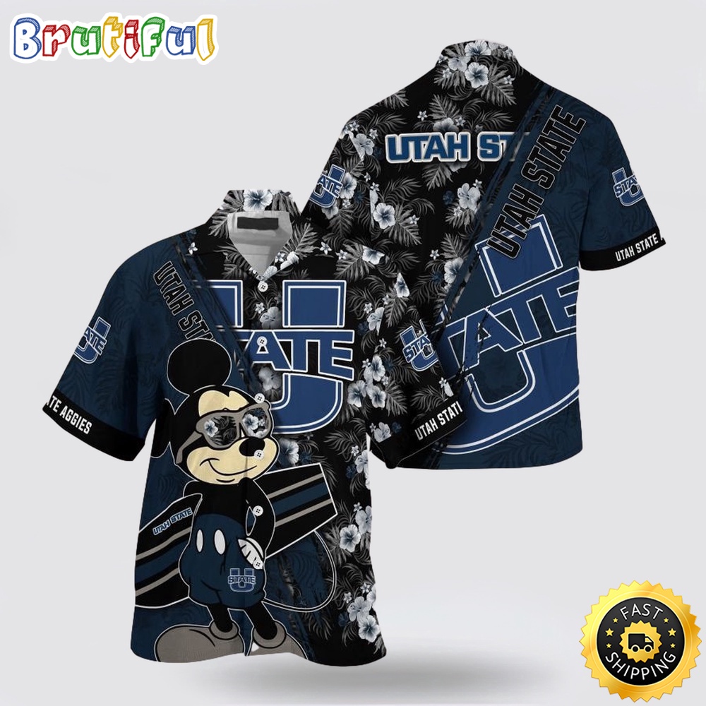 NCAA Utah State Aggies Hawaiian Shirt Mickey And Floral Pattern 1 cbitet.jpg