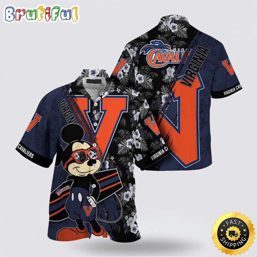 NCAA Virginia Cavaliers Hawaiian Shirt Mickey And Floral Pattern 1 mvr65c.jpg