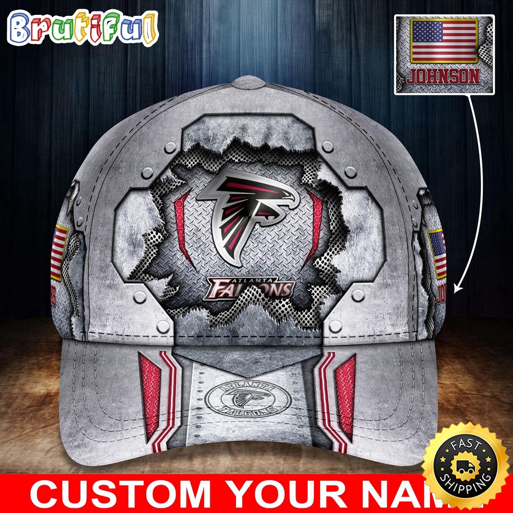 NFL Atlanta Falcons Baseball Cap Silver Metalic Pattern Cap