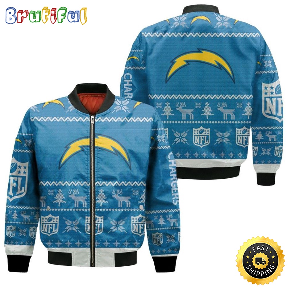 NFL Los Angeles Chargers Bomber Jacket Ugly Christmas wfc6l3.jpg