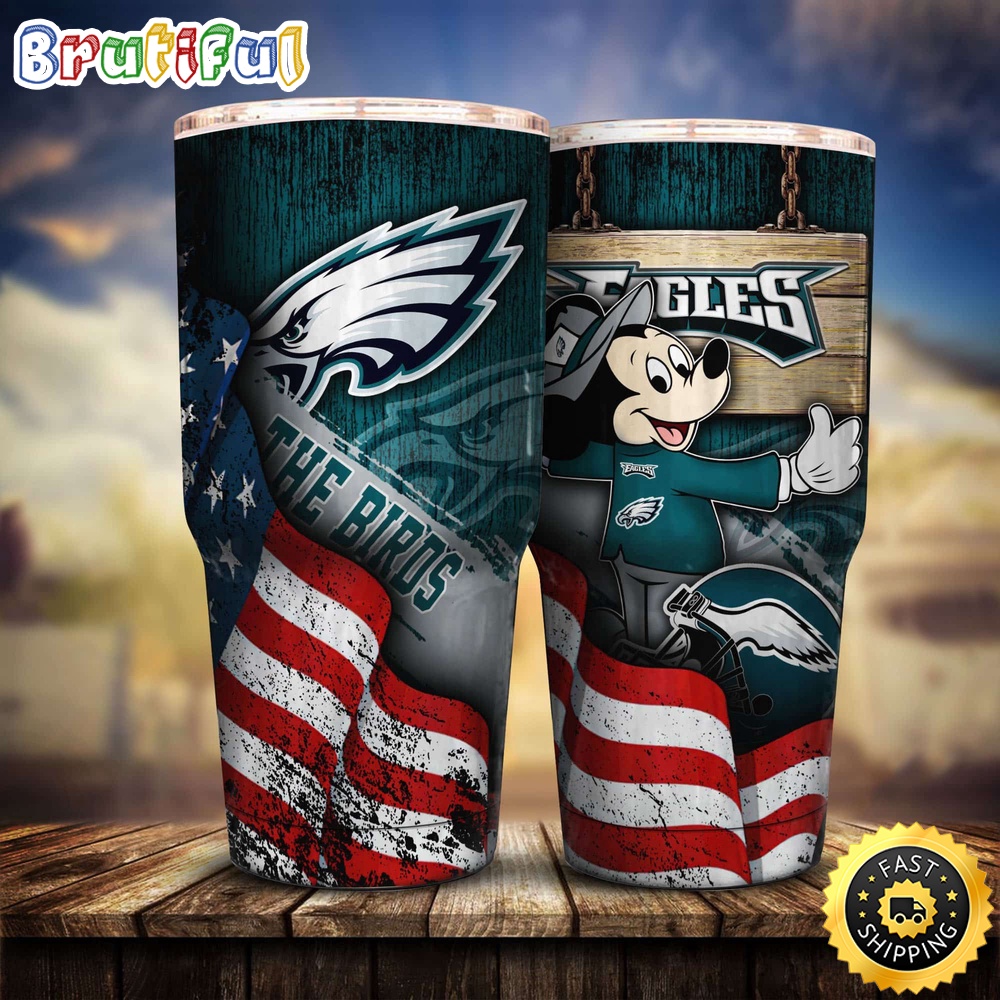 NFL Philadelphia Eagles Tumbler Mickey Mouse Tumbler For Fans edsnyw.jpg
