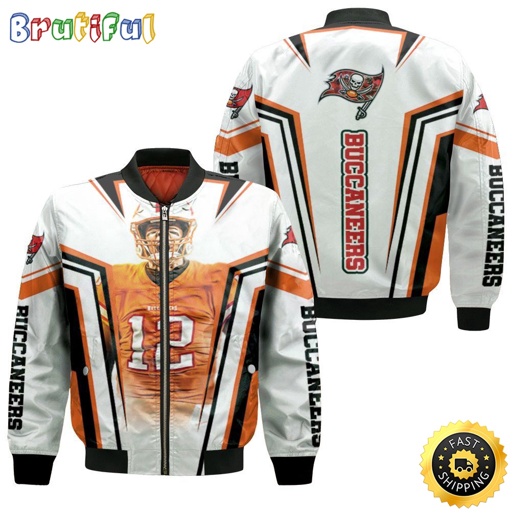 NFL Tampa Bay Buccaneers Bomber Jacket Tom Brady 12 Retro Logo For Fans rrd8m4.jpg
