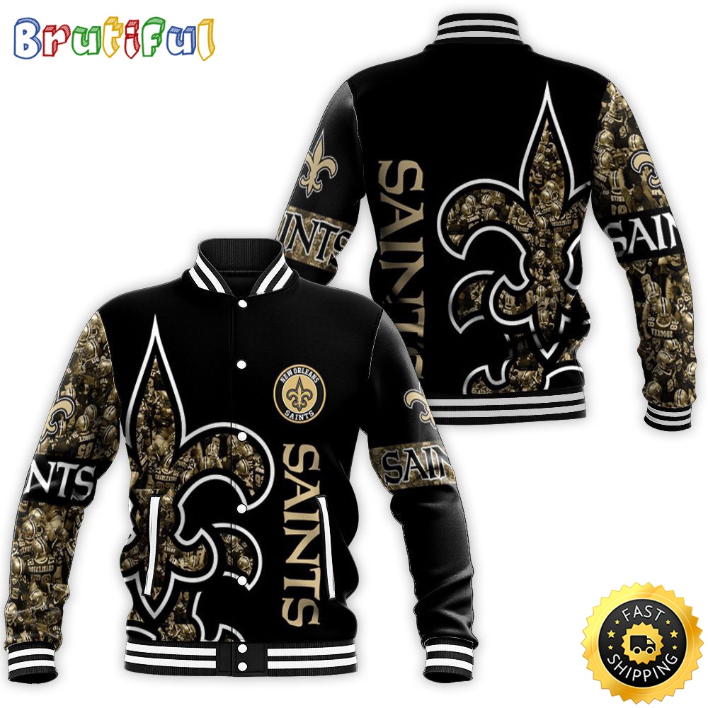 New Orleans Saints Baseball Jacket Team Spirit Tops esnqll.jpg