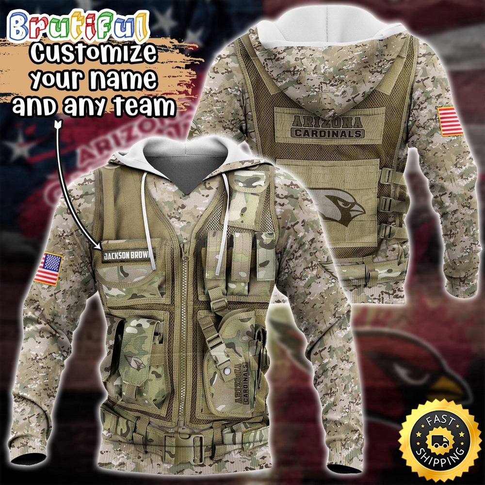 Personalized NFL Arizona Cardinals Hoodie Camo Military Hoodie 1