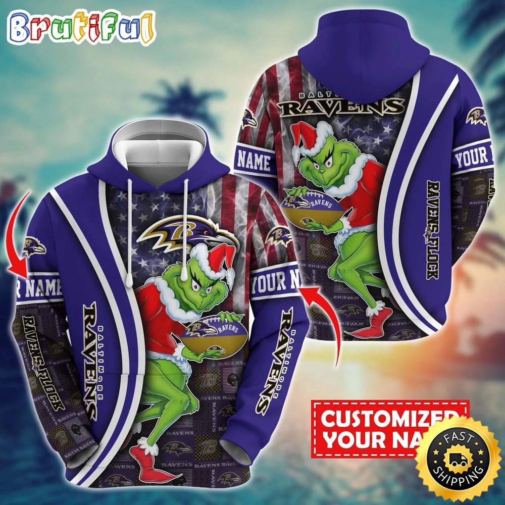 Personalized NFL Baltimore Ravens Hoodie Grinch Unisex Hoodie 1