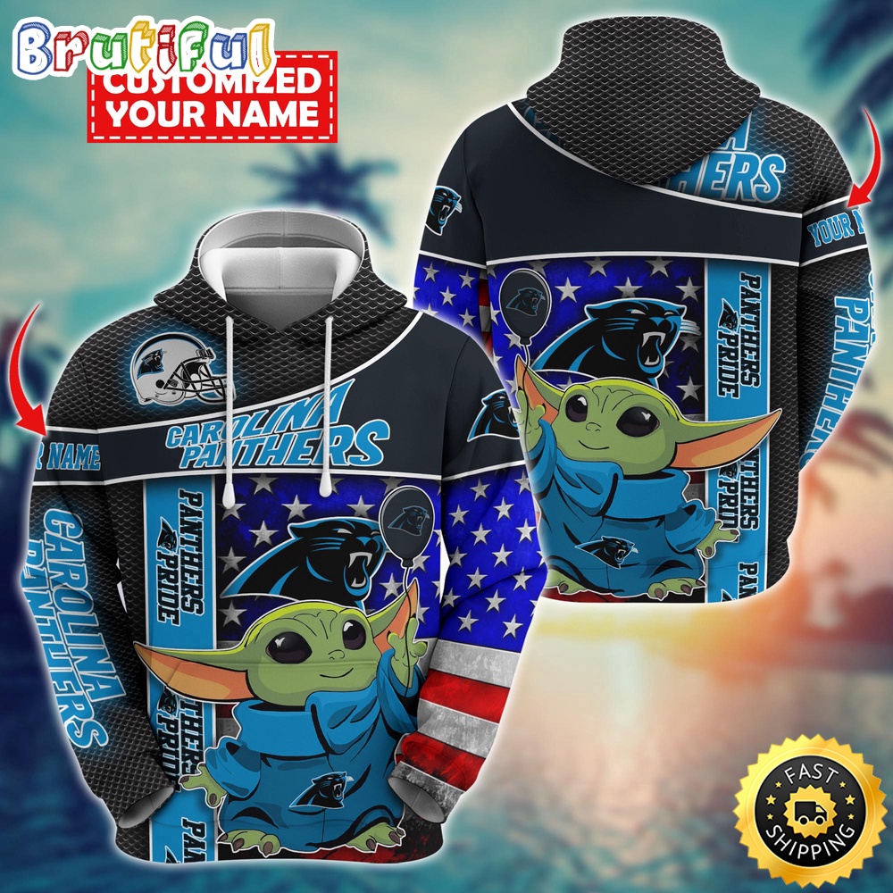 Personalized NFL Carolina Panthers Hoodie Baby Yoda Unisex Hoodie 1