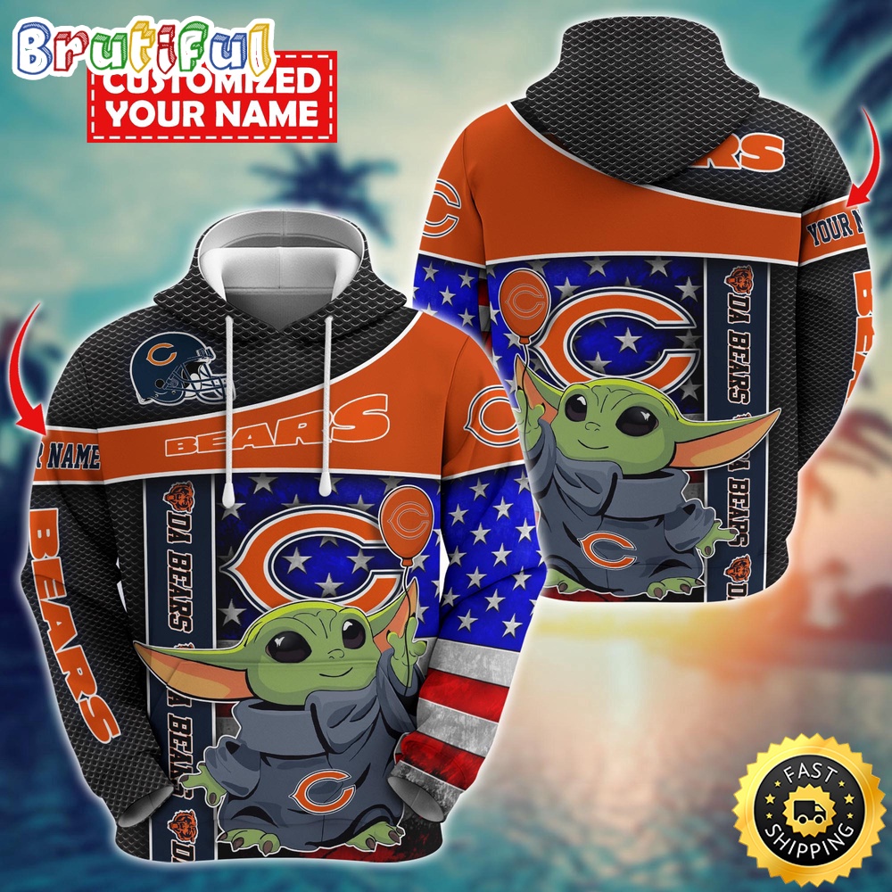 Personalized NFL Chicago Bears Hoodie Baby Yoda Unisex Hoodie 1