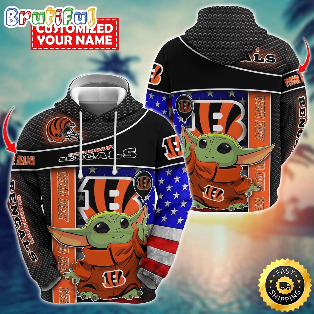 Personalized NFL Cincinnati Bengals Hoodie Baby Yoda Unisex Hoodie 1