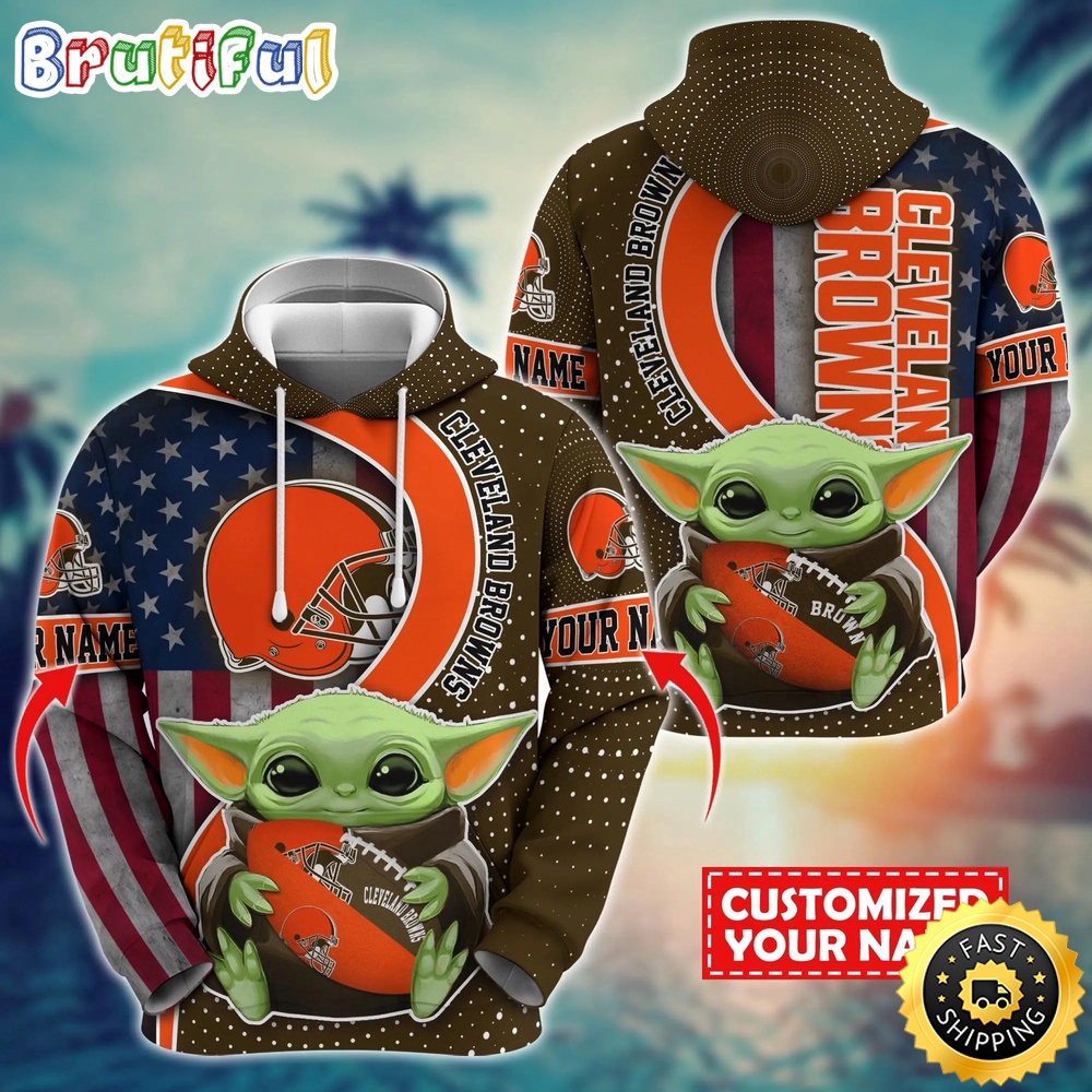 Personalized NFL Cleveland Browns Hoodie Baby Yoda Unisex Hoodie For Fans 1