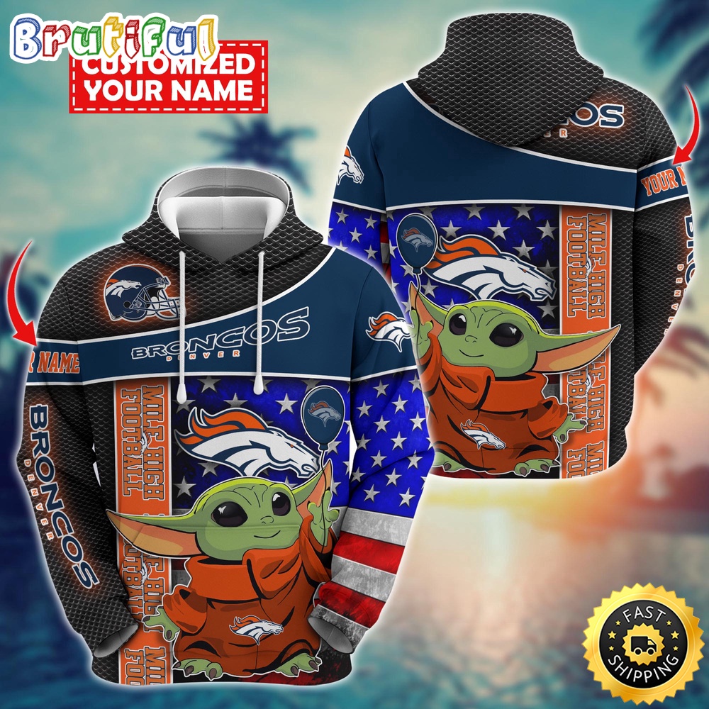 Personalized NFL Denver Broncos Hoodie Baby Yoda Unisex Hoodie 1