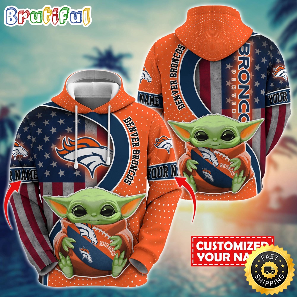 Personalized NFL Denver Broncos Hoodie Baby Yoda Unisex Hoodie For Fans 1