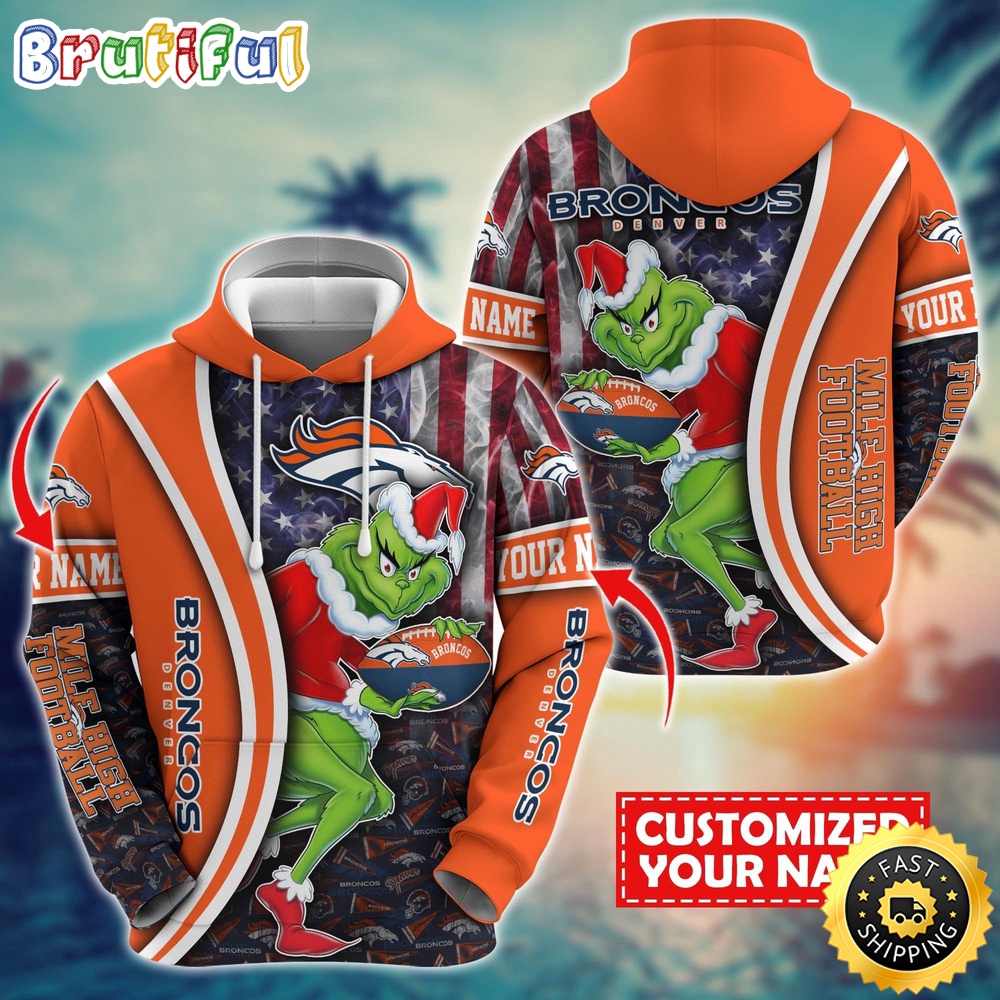 Personalized NFL Denver Broncos Hoodie Grinch Unisex Hoodie 1