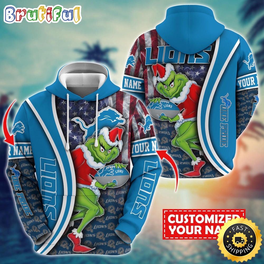 Personalized NFL Detroit Lions Hoodie Grinch Unisex Hoodie 1