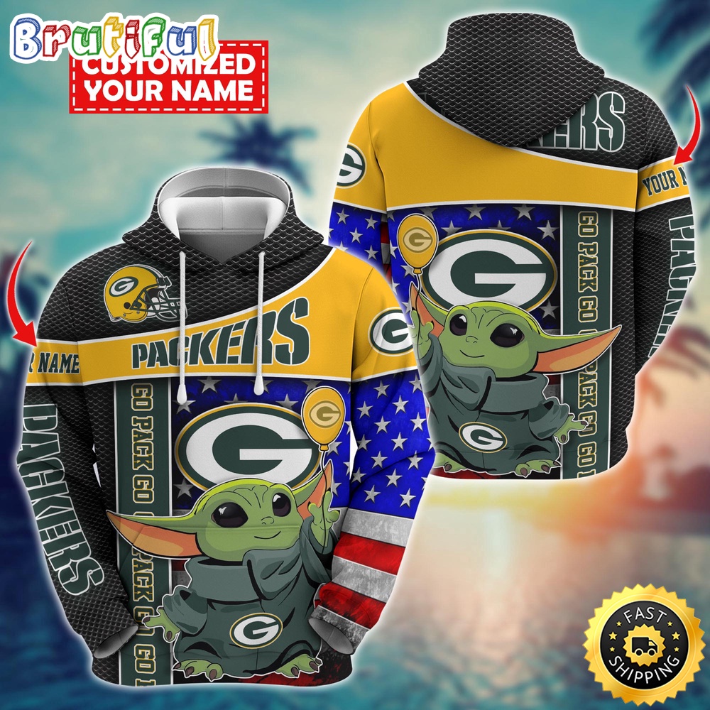 Personalized NFL Green Bay Packers Hoodie Baby Yoda Unisex Hoodie 1