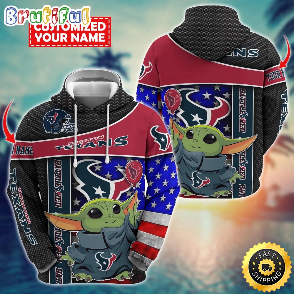 Personalized NFL Houston Texans Hoodie Baby Yoda Unisex Hoodie 1