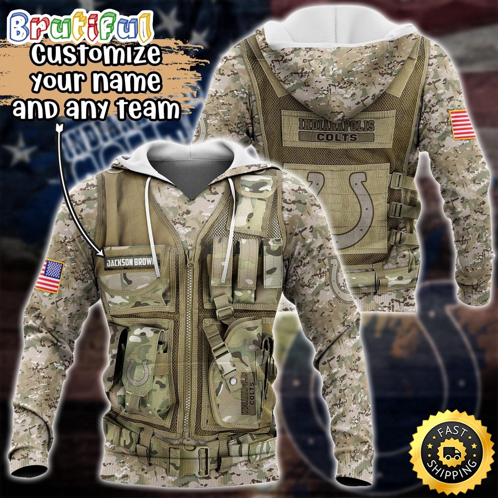 Personalized NFL Indianapolis Colts Hoodie Camo Military Hoodie 1