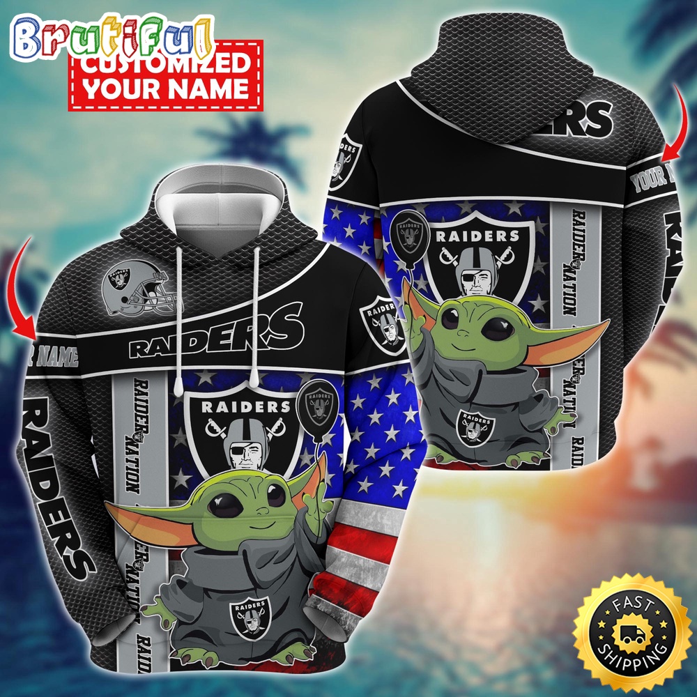 Personalized NFL Las Vegas Raiders Hoodie Baby Yoda Unisex Hoodie 1