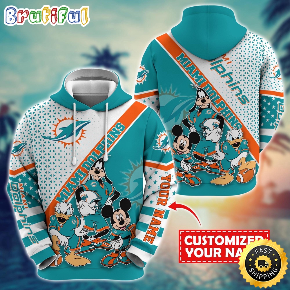 Personalized NFL Miami Dolphins Hoodie Character Cartoon Movie Unisex Hoodie 1