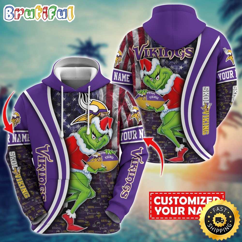 Personalized NFL Minnesota Vikings Hoodie Grinch Unisex Hoodie 1