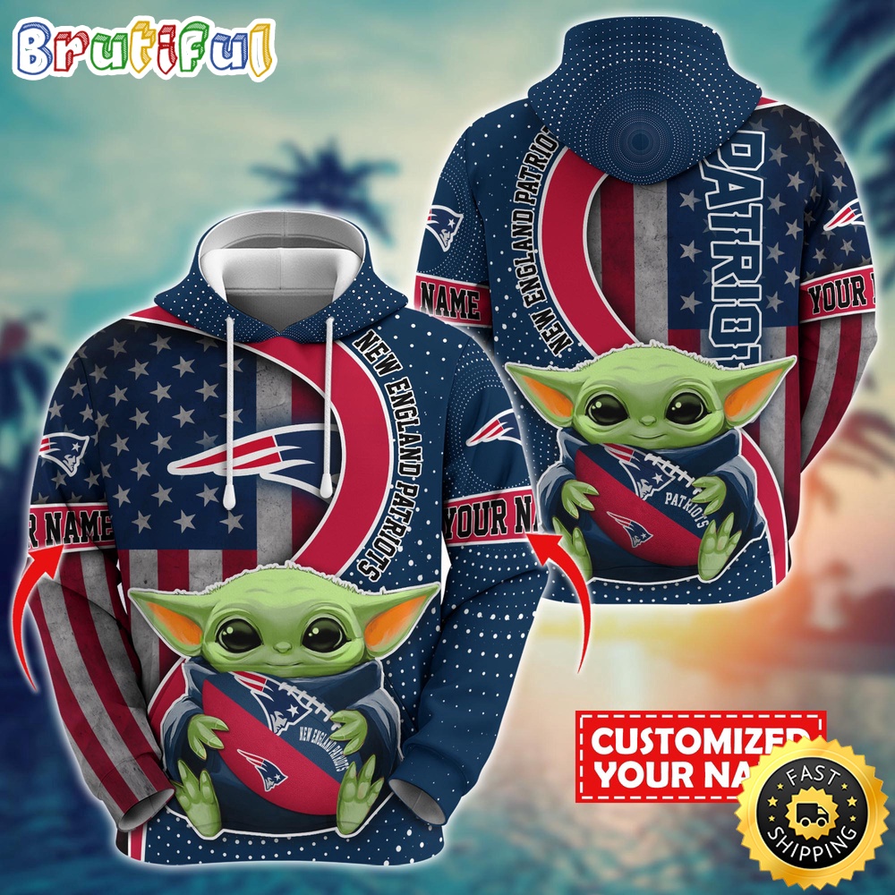 Personalized NFL New England Patriots Hoodie Baby Yoda Unisex Hoodie For Fans 1