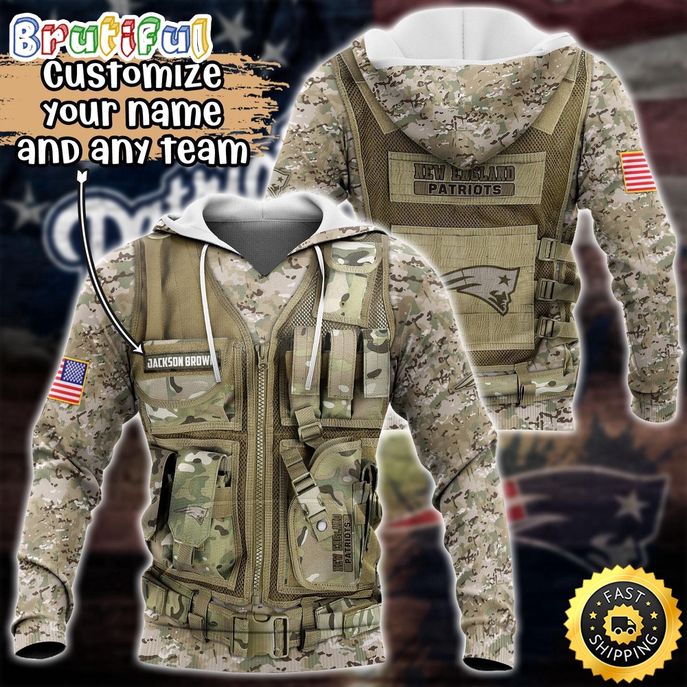 Personalized NFL New England Patriots Hoodie Camo Military Hoodie 1